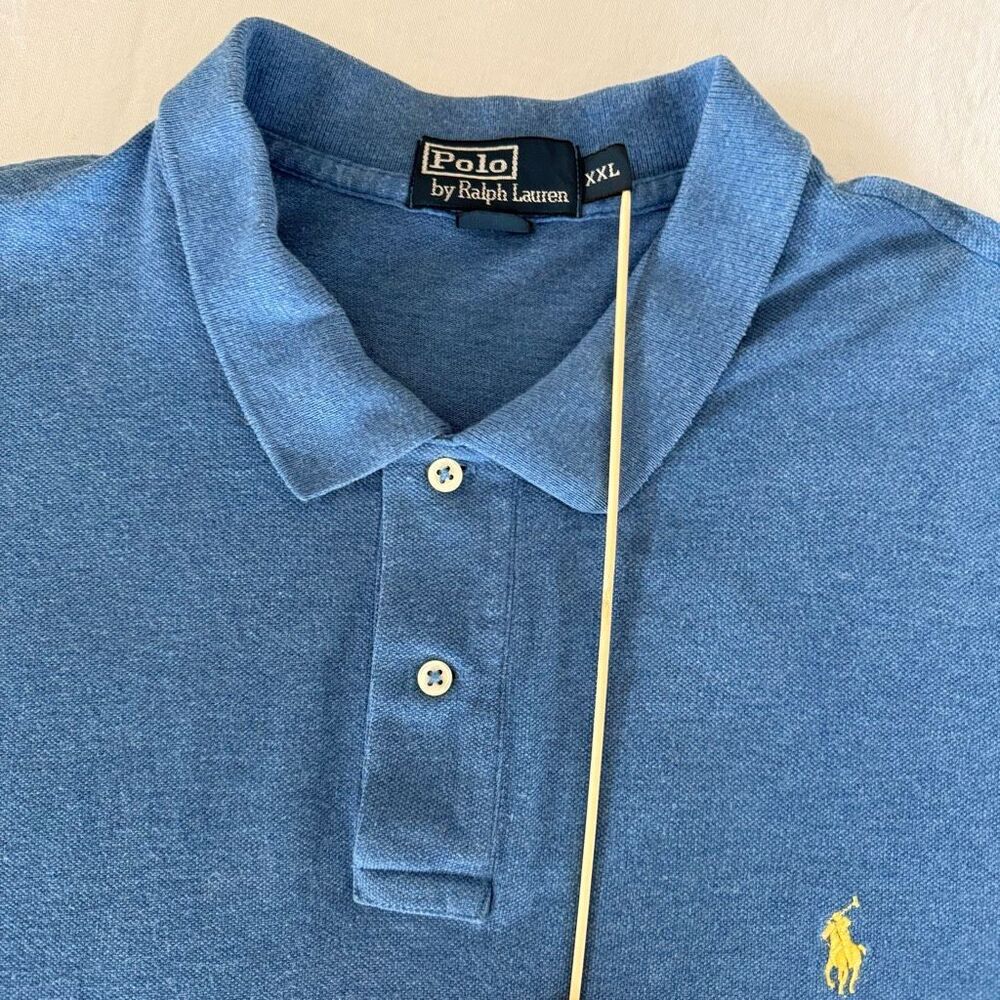 Polo by Ralph Lauren | Cotton Pique Polo Shirt | Blue | Men’s | XXL - Picture 2 of 11